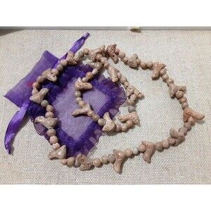 VINTAGE CARVED CLAY FETISH BIRD SOUTHWEST NATIVE STRUNG CLAY BEADS NECKLACE